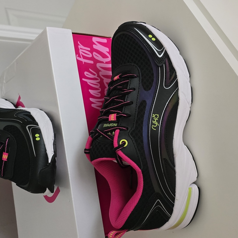 Ryka Black and Pink Athletic Shoes with Breathable Mesh